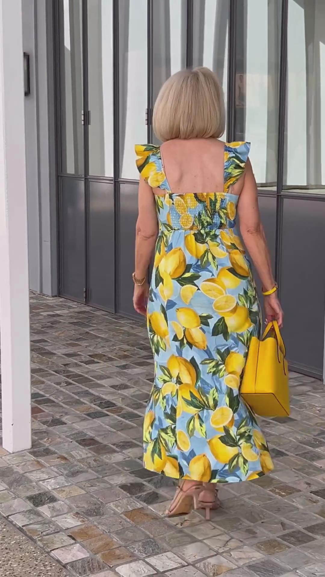 🍋Φόρεμα φανέλας με λεμονί τύπωμα