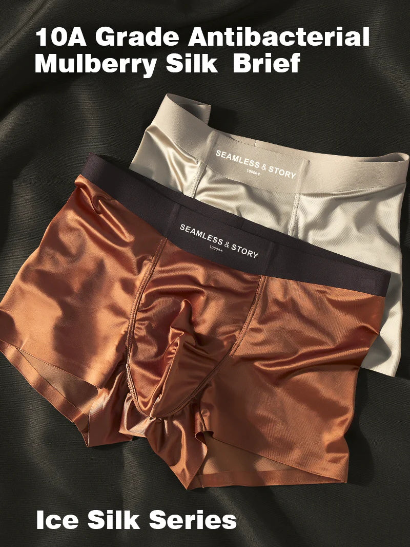 (3 τεμ.) Ανδρικά εσώρουχα Elegant Ice Silk από την Mulberry Silk με αντιμικροβιακή προστέρων-GR