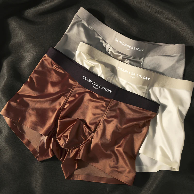 (3 τεμ.) Ανδρικά εσώρουχα Elegant Ice Silk από την Mulberry Silk με αντιμικροβιακή προστέρων-GR