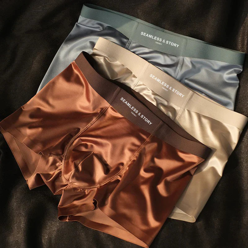 (3 τεμ.) Elegant Ice Silk Ανδρικά Εσώρουχα από την Mulberry Silk Αντιμικροβιακά Ανδρικά Μποξεράκια-LT