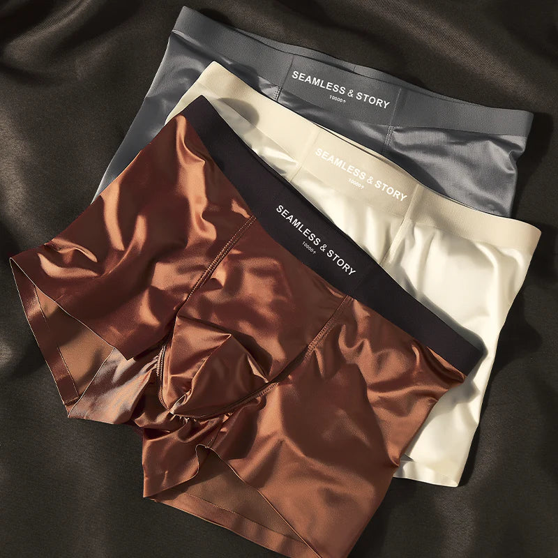 (3 τεμ.) Ανδρικά εσώρουχα Elegant Ice Silk από την Mulberry Silk με αντιμικροβιακή προστέρων-GR