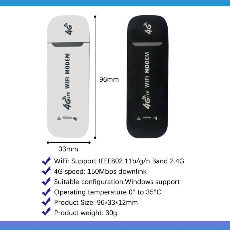 Ασύρματος δρομολογητής 4G LTE, προσαρμογέας κινητής ευρυζωνικής σύνδεσης USB 150Mbps, κάρτα ασύρματου δικτύου