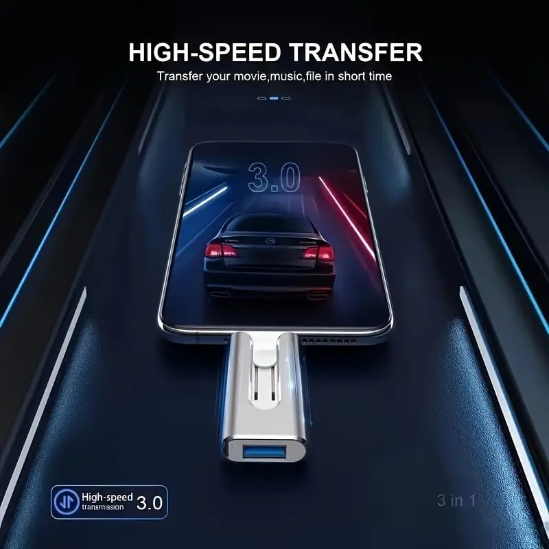 32~256GB Micro USB + 8 ακίδων + USB 3.0 4 σε 1 δίσκος U για κινητό τηλέφωνο σε υπολογιστή-SI