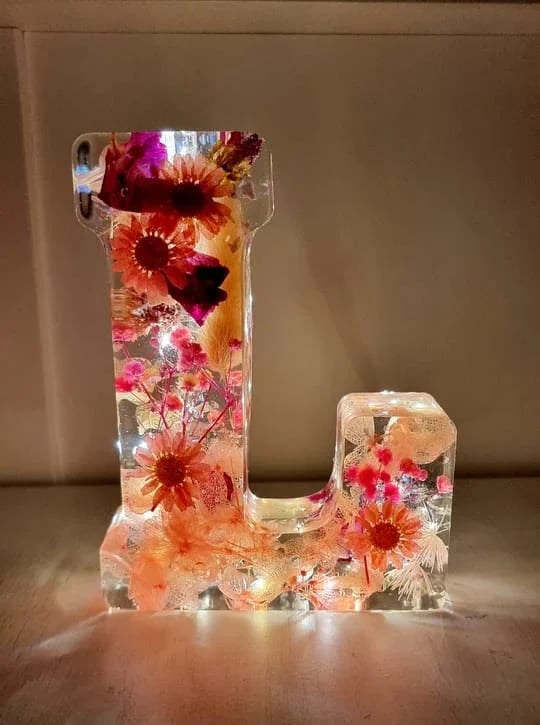 🌸Χειροποίητο νυχτερινό φωτιστικό από ρητίνη λουλουδιών-LT