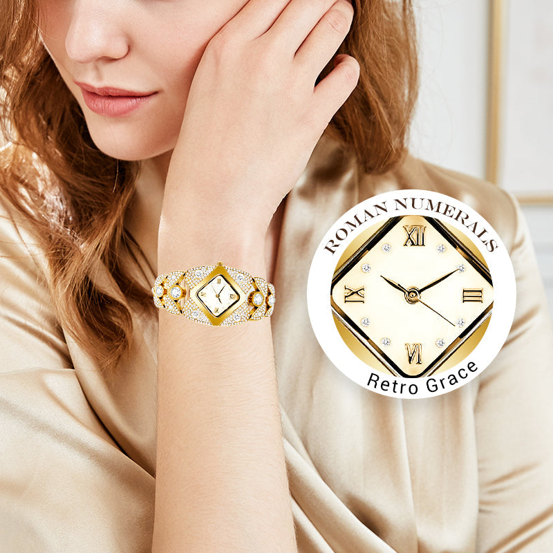 💜 Ρολοί ρετρό quartz με γραμμαδά κρύσταλλα⌚-GR