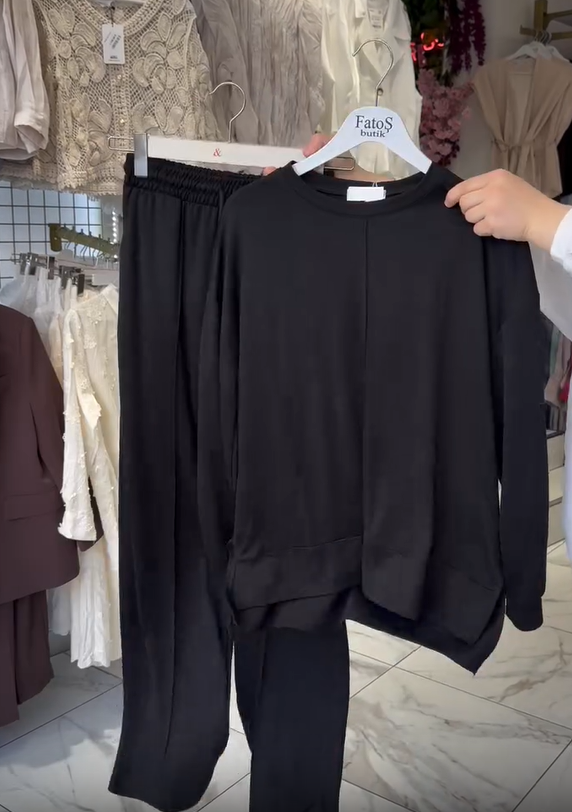 Σετ γυναικείο βαμβακερό μακρυμάνικο παντελόνι με στρογγυλή λαιμόκοψη-GR