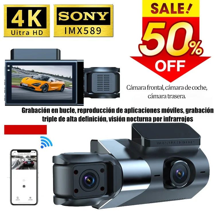 Grabador car HD WiFi s tromi nahrávkami