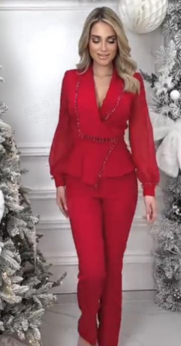 Conjunto de pantalon y pantalon de malla de perna ancha para mujer-ES