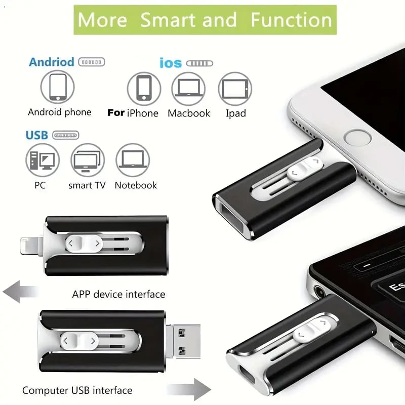32~256GB Micro USB + 8 ακίδων + USB 3.0 4 σε 1 δίσκος U για κινητό τηλέφωνο σε υπολογιστή-SI