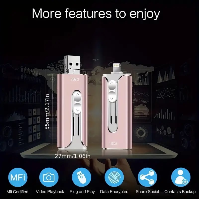 32~256GB Micro USB + 8 ακίδων + USB 3.0 4 σε 1 δίσκος U για κινητό τηλέφωνο σε υπολογιστή-SI