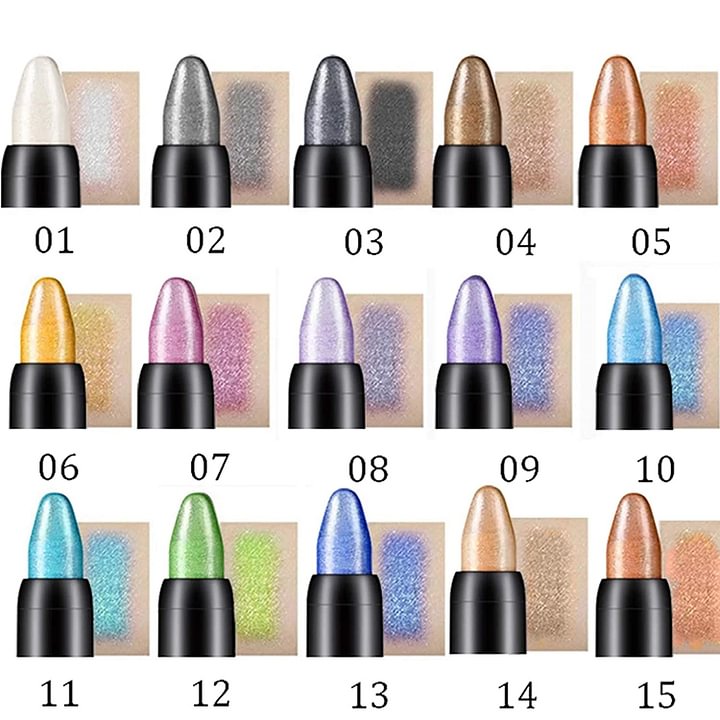 Μολύβι 15 χρώματα Highlighter Eyeshadow Pencil Αδιάβροχο Glitter Eye Shadow Στυλό μέζα