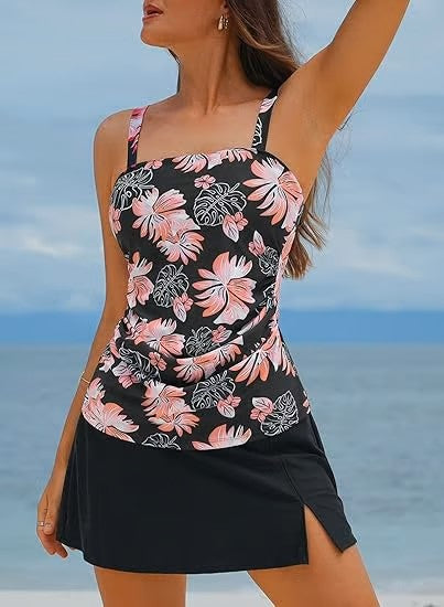 🔥👙Γυναικεία μαγιό tankini δύο τεμαχίων με εφέ αδυνατίσματος στην κοιλιά-LT