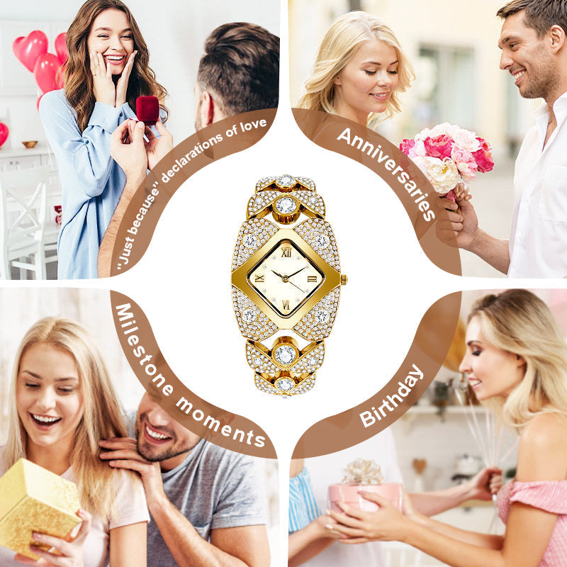 💜Ρολόι ρετρό quartz με λαμπερά κρύσταλλα⌚-LT