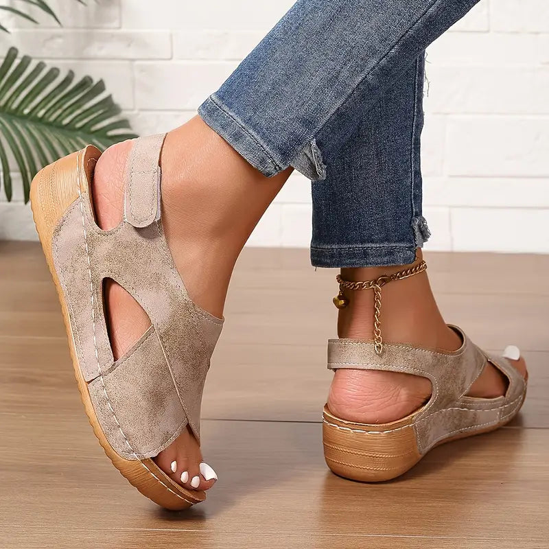 New vintage σανδάλια, στιβαρά wedge σανδάλια-GR