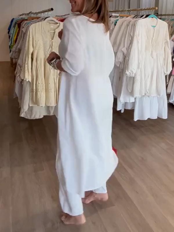 💥💕 Traje de lino de algodón de mujer de color plain.-SP