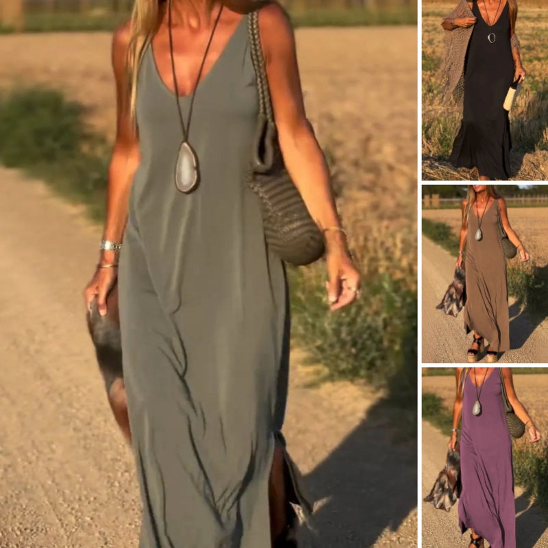 🔥👗Γυναικείο μάξι δωμένος με γλυκιά γραμμοκοψη-GR