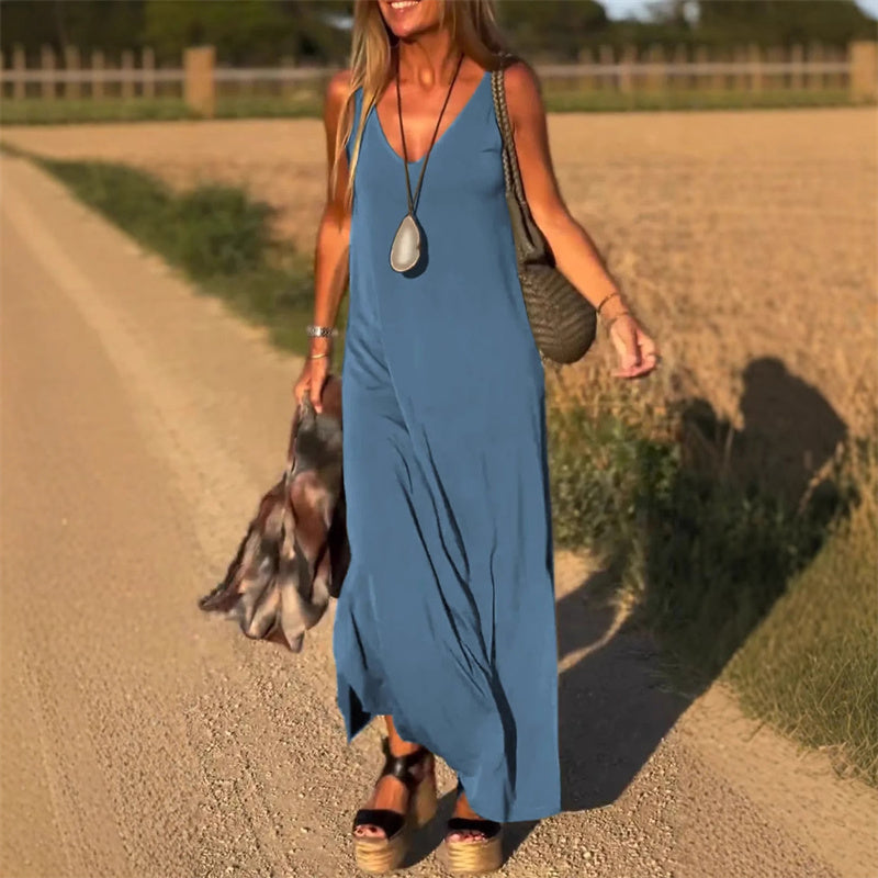 🔥👗Γυναικείο μάξι δωμένος με γλυκιά γραμμοκοψη-GR