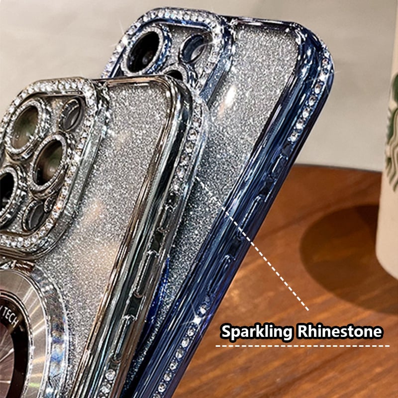 Μαγνητική θήκη iPhone με στρας με γκλίτερ και αοράτη BASE-GR