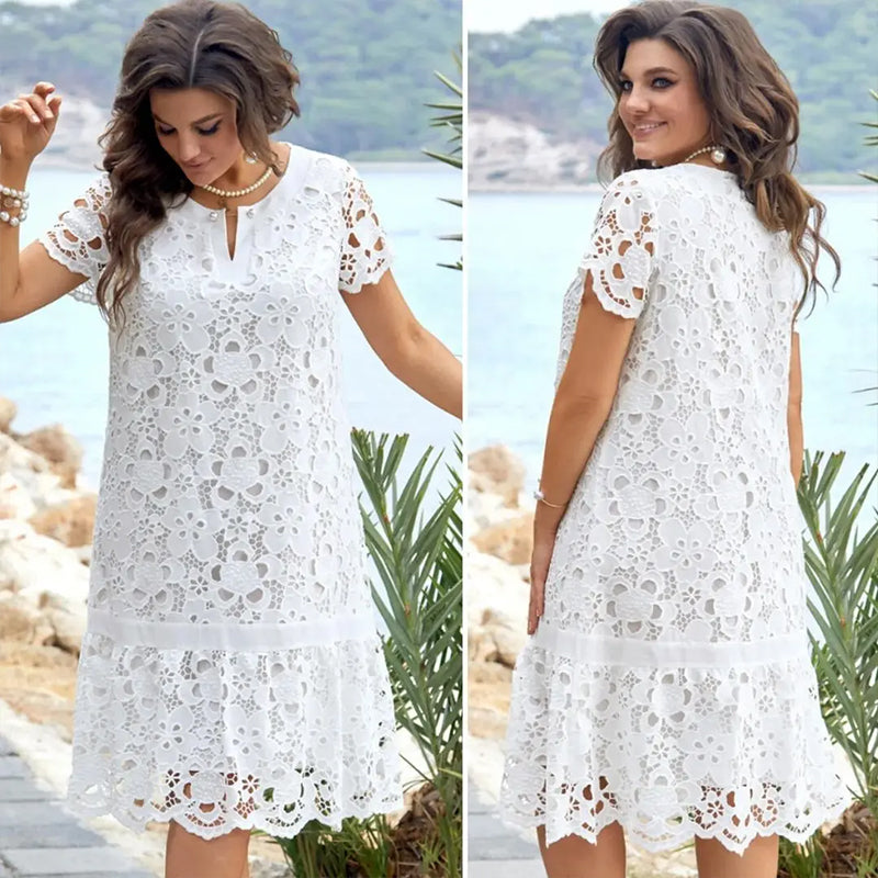 Φόρεμα floral de encaje talla grande-SP