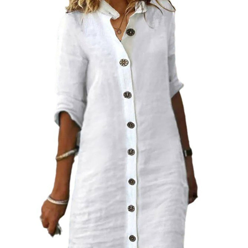 💃Vestido minimalista de botones που αναπνέει για mujer-SP