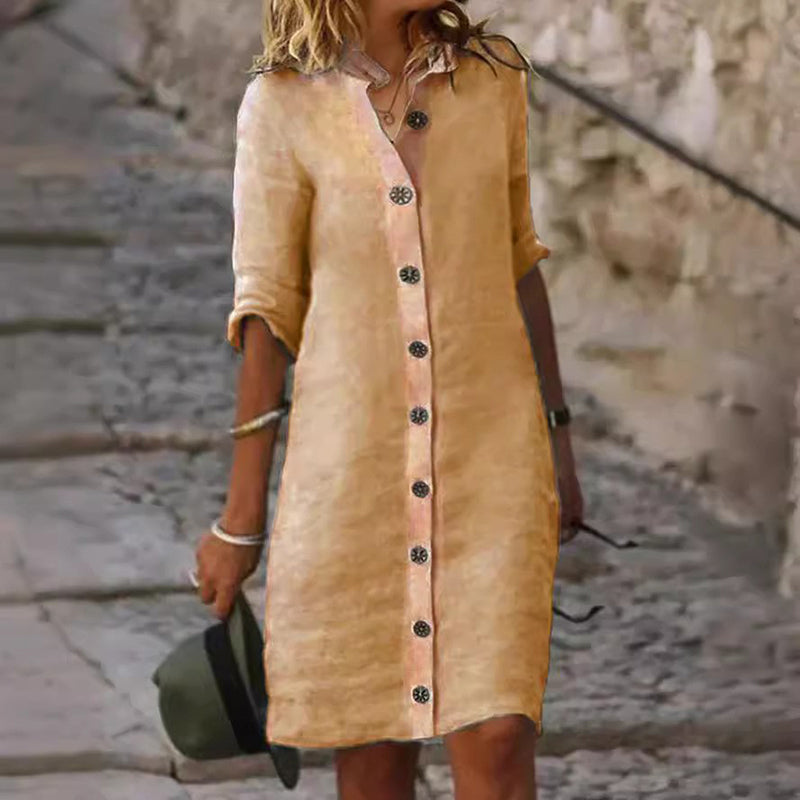 💃Vestido minimalista de botones που αναπνέει για mujer-SP
