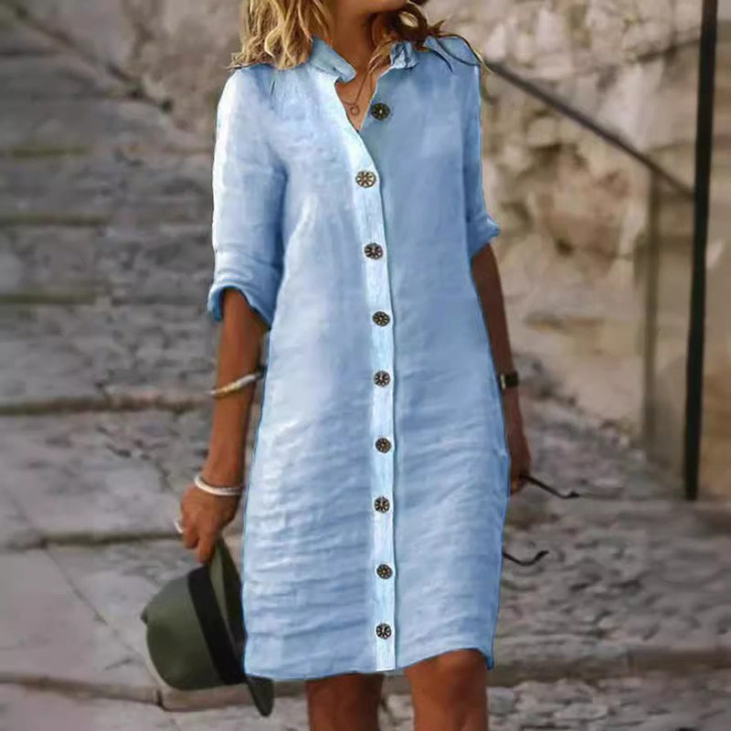 💃Vestido minimalista de botones που αναπνέει για mujer-SP
