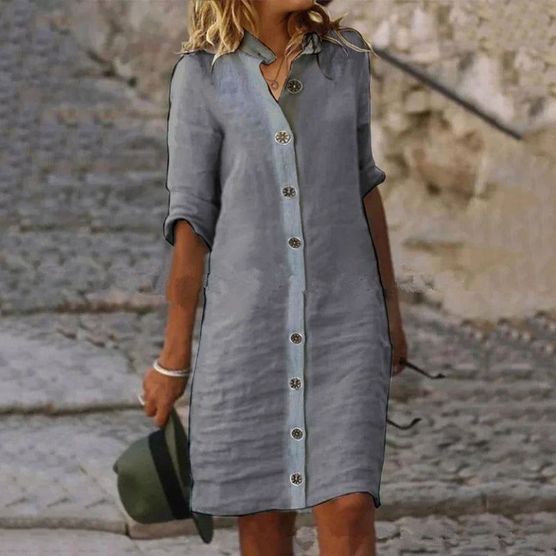 💃Vestido minimalista de botones που αναπνέει για mujer-SP