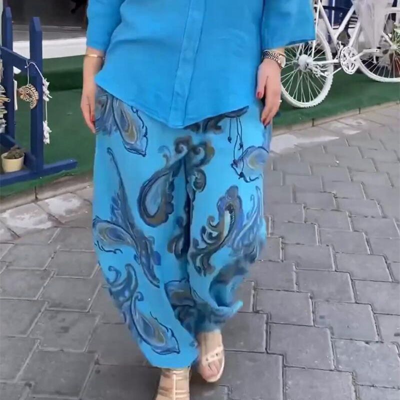 💖 Γυναικείο casual μακρυμάνικο τοπ και φαρδύ παντελόνι ✨-LT