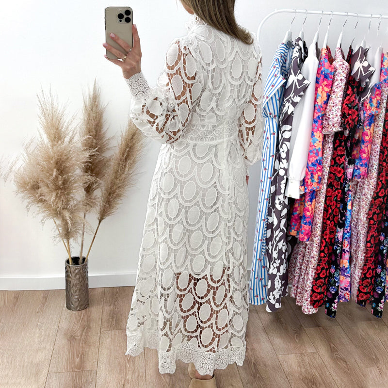 🛍️ Κομψό δαντελένιο φόρεμα για γυναίκες με μακριά μανίκια-LT