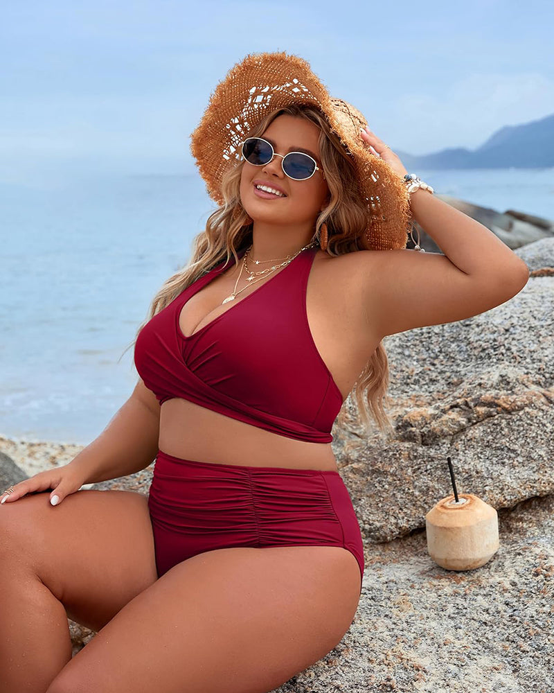 🔥👙Μαγιό Tummy Control Modest Bikini με ψηλή μέωση-GR