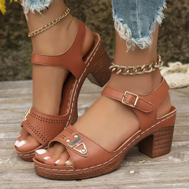 【EU 36-43】👡Letné dámské robustné sandalé na vysokom opätku-SK