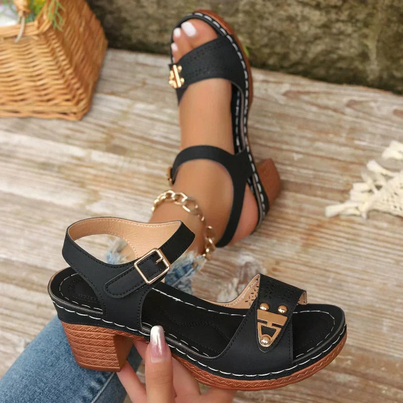 【EU 36-43】👡Letné dámské robustné sandalé na vysokom opätku-SK