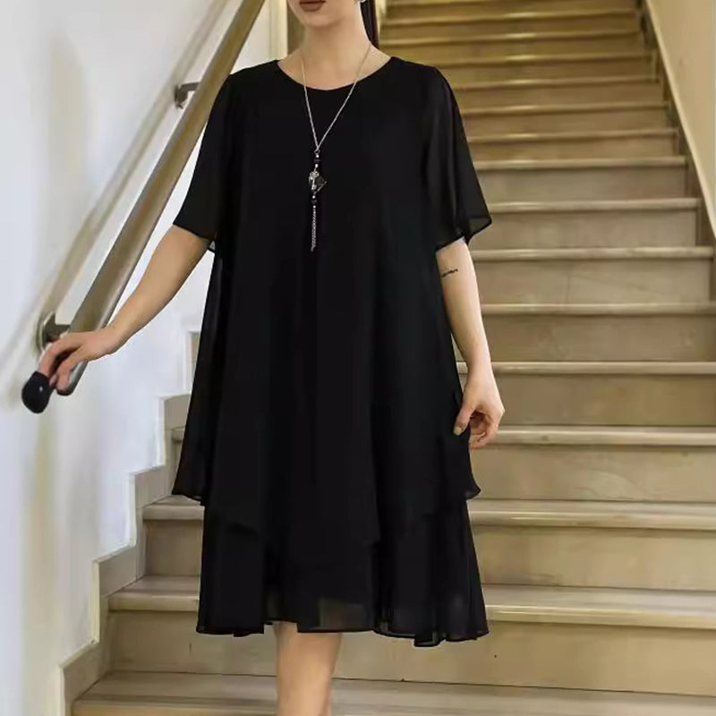 🔥👗 Κοντό γυναικείο φόρεμα σε μονόχρωμο χρώμα-GR