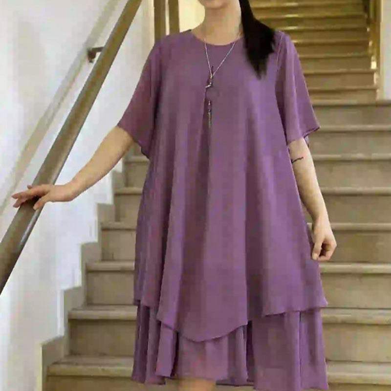 🔥👗 Κοντό γυναικείο φόρεμα σε μονόχρωμο χρώμα-GR