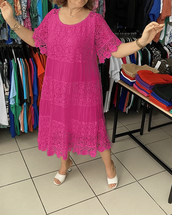 💝Μονόχρομος κορώνα φόρεμα με κοντό μανίκι👗-GR