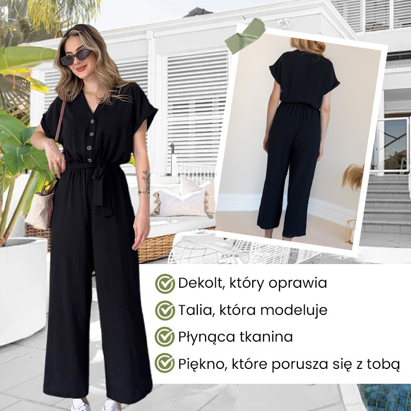 🌸Απλή γυναικεία ολόσωμη φόρμα με V ντεκολτέ-LT 