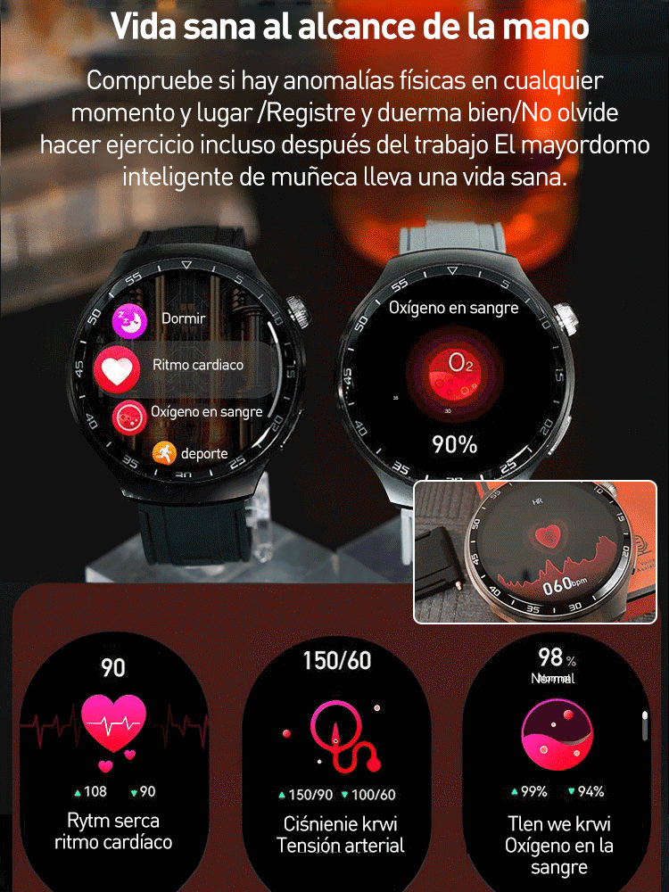 Reloj de salud inteligente suizo 