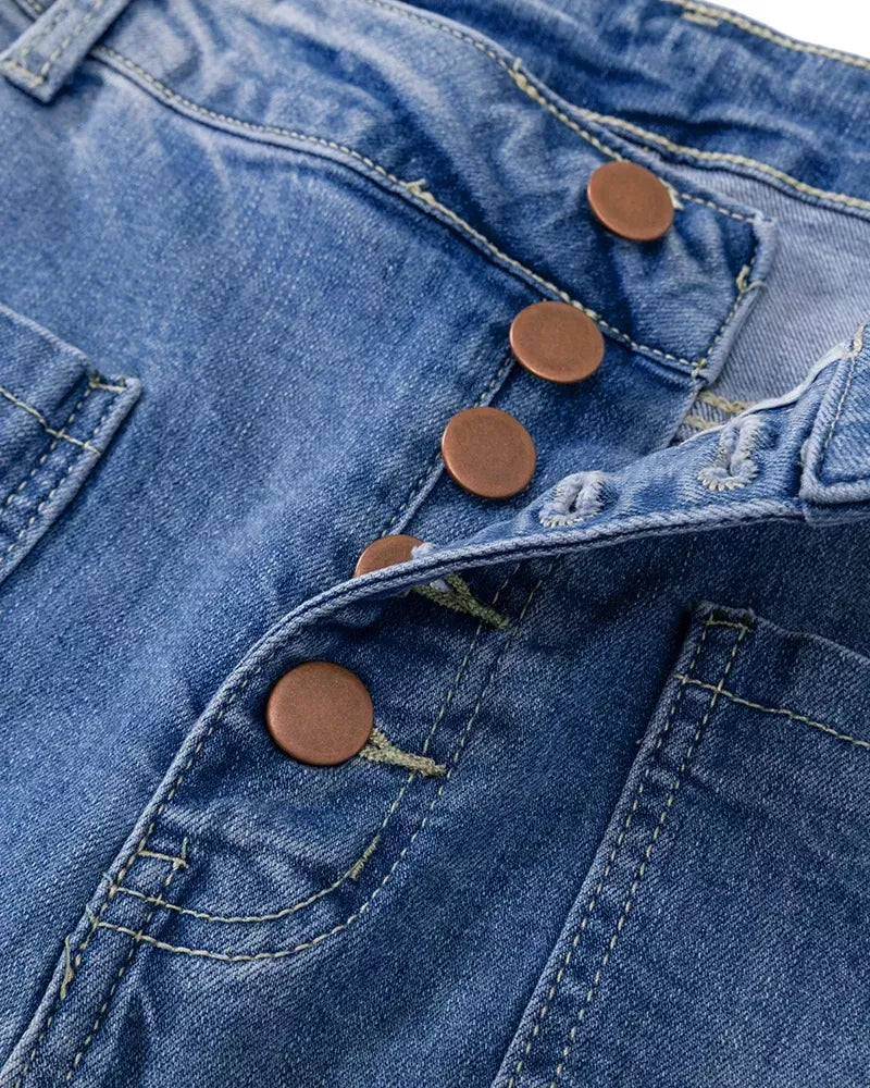 👖Kõrge vöökohaga nööpidega püksid 