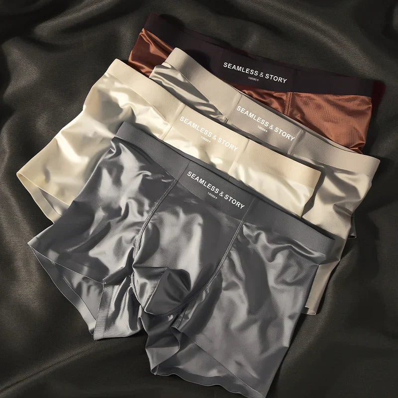 (3 τεμ.) Ανδρικά εσώρουχα Elegant Ice Silk από την Mulberry Silk με αντιμικροβιακή προστέρων-GR