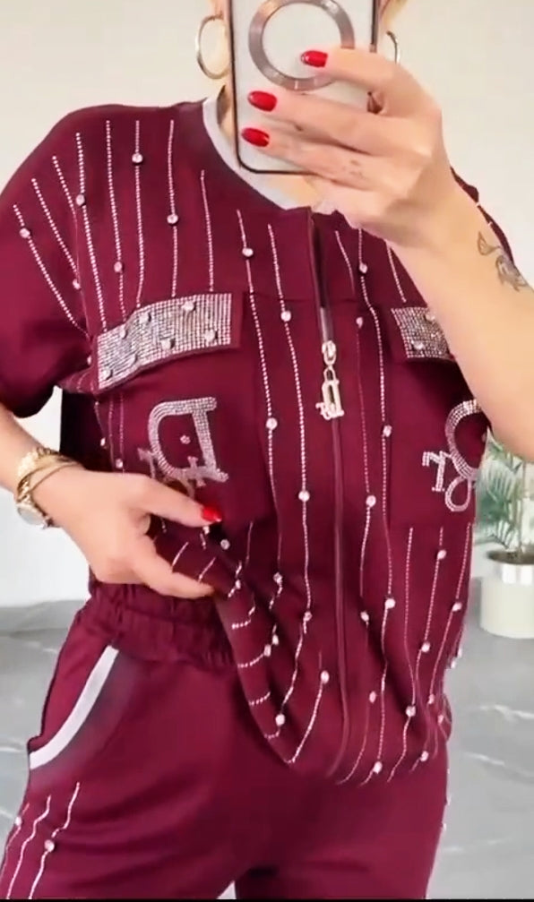 💎Σετ δοι τεμαχίων με φερμουάρ και κρυστάλλους-GR