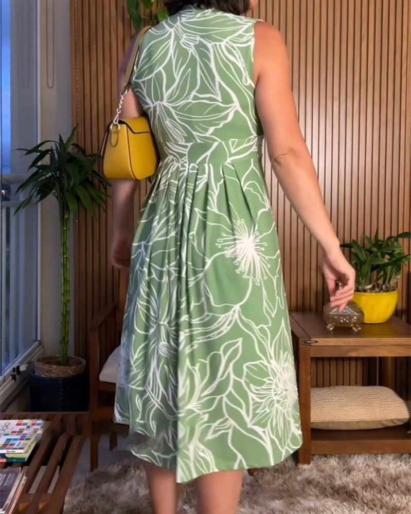 💃Haljina väčšia veľkosť bez rukavu s V-izrezom i kočanjem u struku 