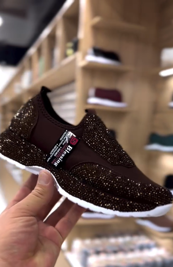 Μοντέρνα, casual sneakers με κρύσταλλα-LT 