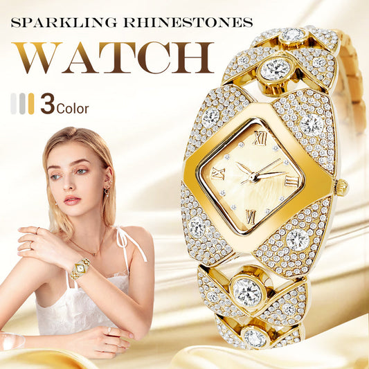 💜Ρολόι ρετρό quartz με λαμπερά κρύσταλλα⌚-LT 