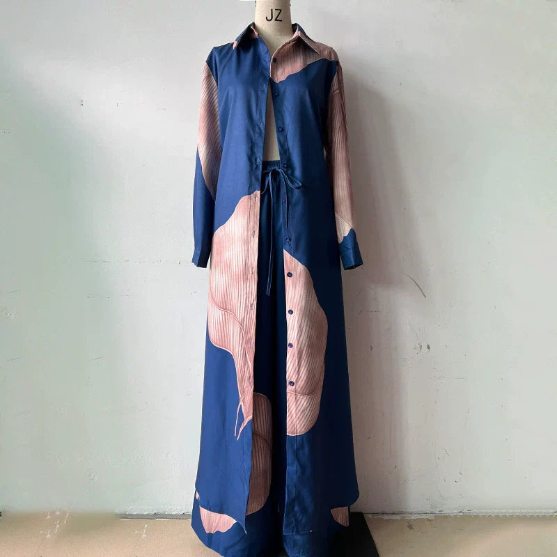 🌼Ένα κοντό πουκάμισο με στριφτό κουμπί και ένα σετ παντελόνι με κορδόνια-GR