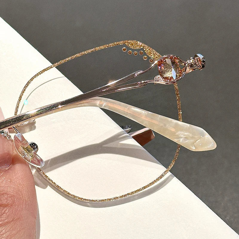 DÁMSKE ANTIFLEXNÉ OCHRANNÉ OKULIARE S DIAMANTOVÝM RÁMCOM MODRÉ SVETLO-SK