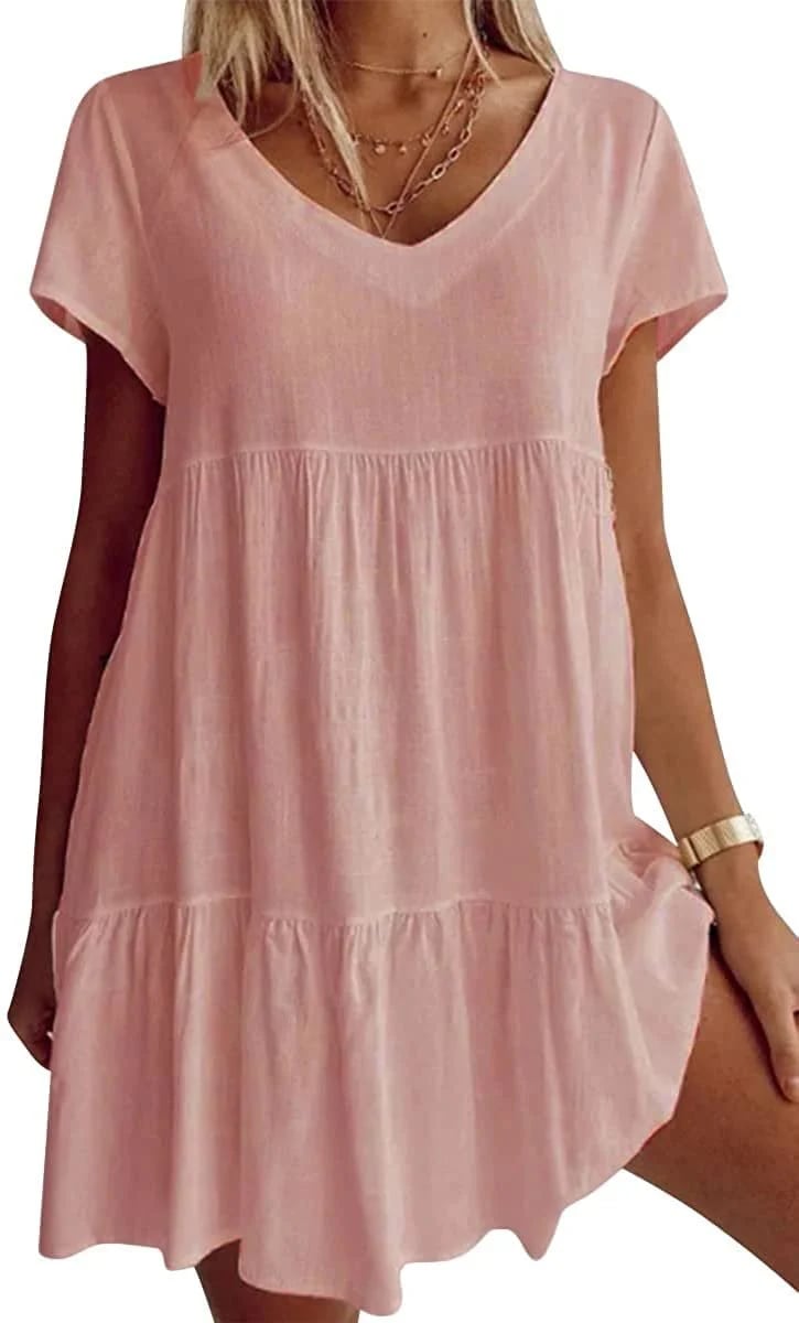 Φόρεμα casual με μανίκια corta con cuello en V-SP