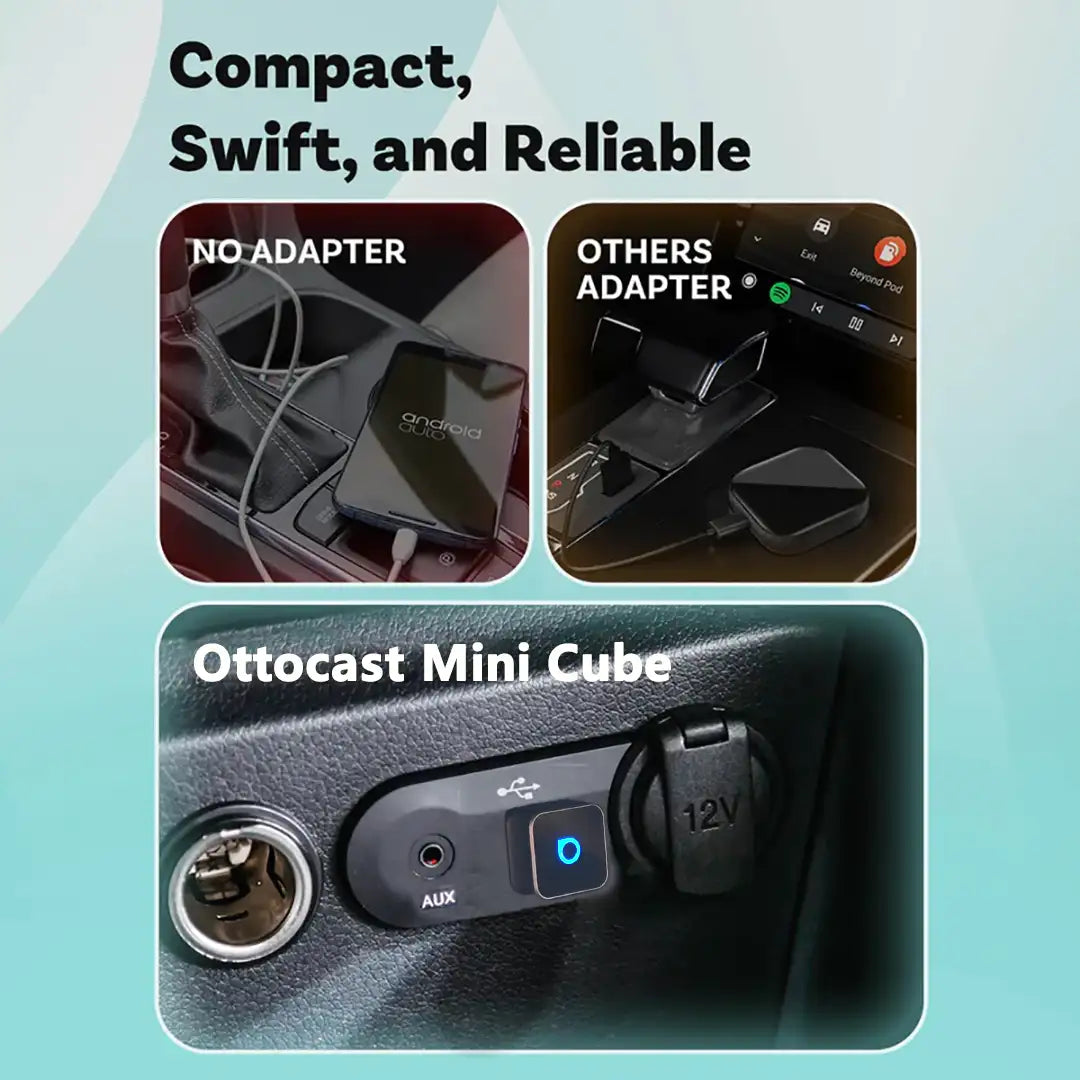 „Ottocast Mini 3.0 Ultra Cube“ belaidis „CarPlay“ „Android Auto“ adapteris-LT