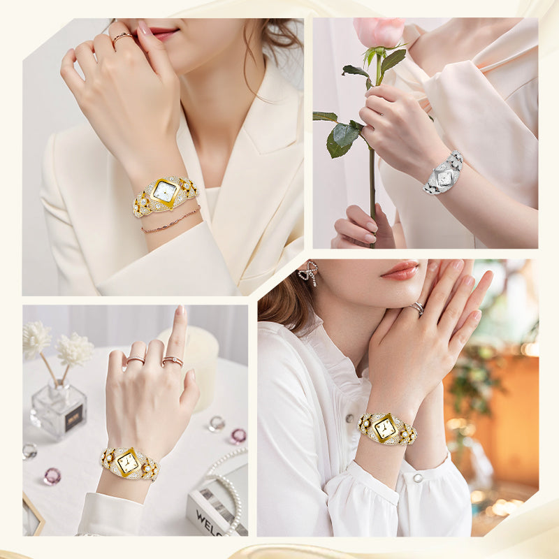 💜Ρολόι ρετρό quartz με λαμπερά κρύσταλλα⌚-LT 