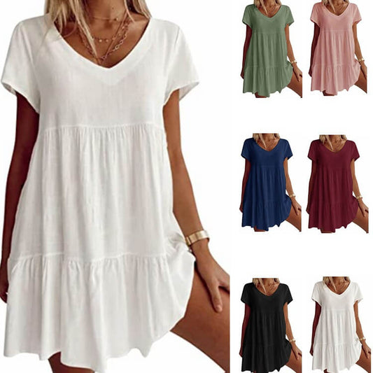 Φόρεμα casual με μανίκια corta con cuello en V-SP