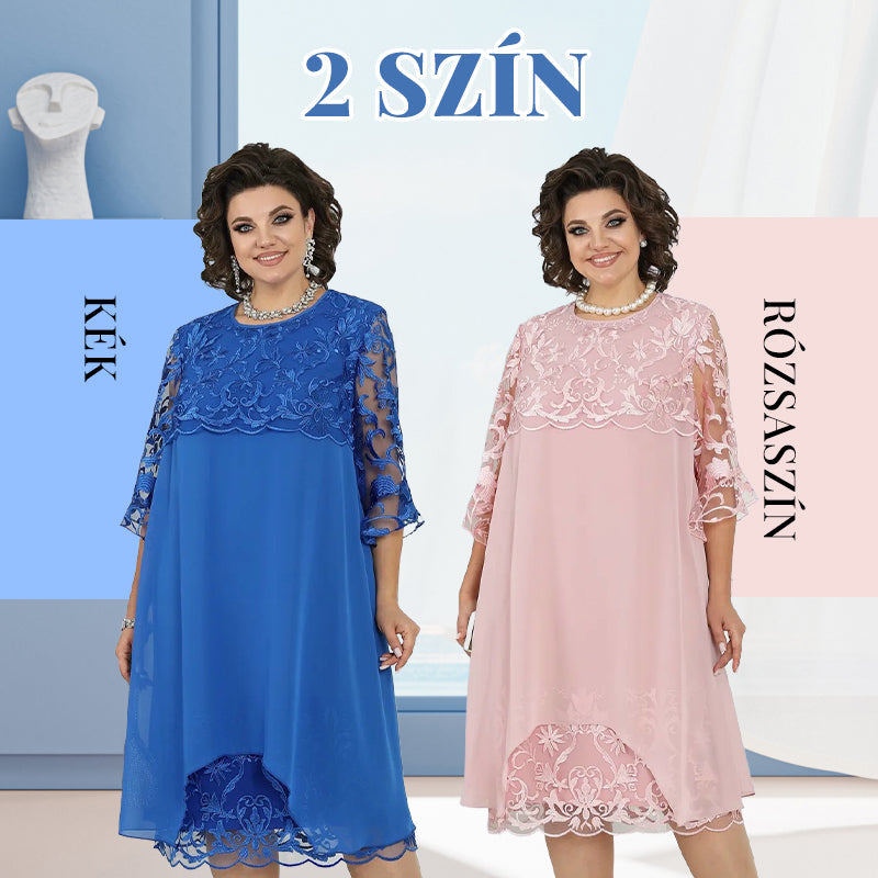 Dámske voľné čipkované midi šaty-SK